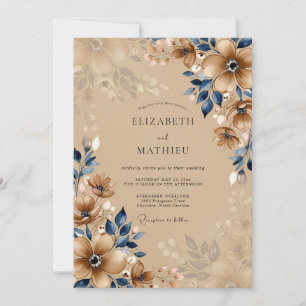 Tan Vintage Autumnal Wedding Invitation