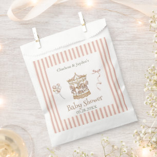 Tan Vintage Watercolor Horse Carousel Baby Shower Favour Bag