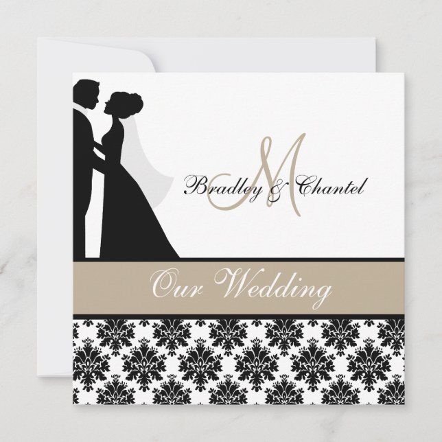 Tan Wedding Couple Wedding Invitation (Front)