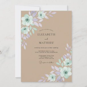 Tan Whimsical Meadow Wedding Invitation