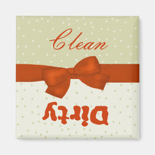 Tan, White, and Orange Clean-Dirty Kitchen Magnet
