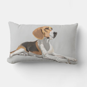 Tan White & Black Beagle Lumbar Cushion