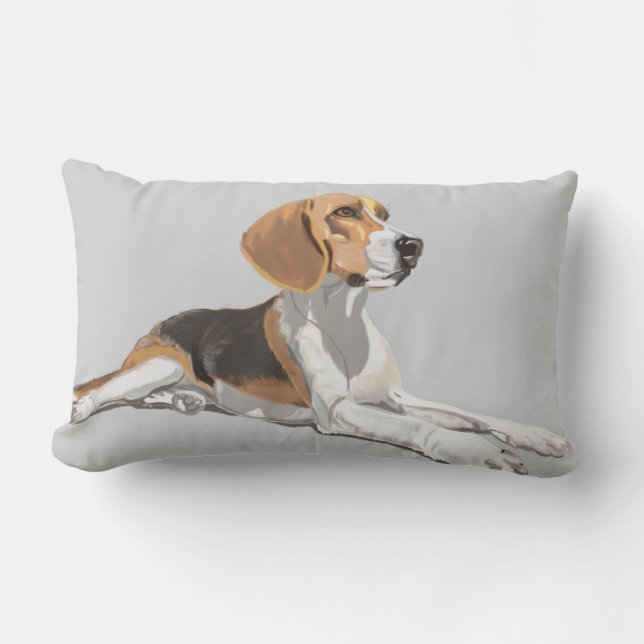 Tan White & Black Beagle Lumbar Cushion (Front)