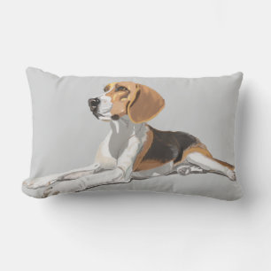 Tan White & Black Beagle Lumbar Cushion