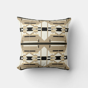 Tan White Black Southwest Look Mosaic Large Tiles Cushion