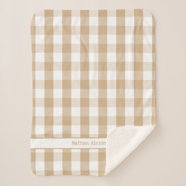  Tan White Buffalo Check blanket with name  (Front)