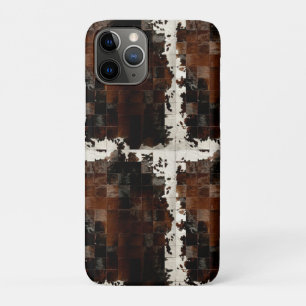 Tan White Cowhide Patchwork Print  iPhone 11 Pro Case
