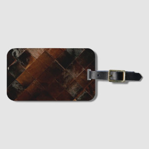 Tan White Cowhide Patchwork Print  Luggage Tag