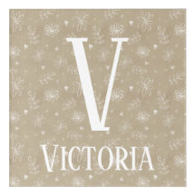 Tan & White Floral Farmhouse Monogram