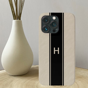 Tan with Black Stripe and Tan Monogram iPhone 13 Pro Case