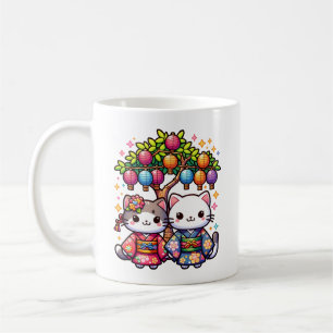 Tanabata Kittens in Kimonos Coffee Mug
