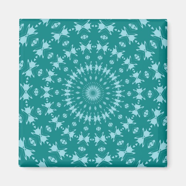 Tanager Turquoise and Teal Blue Abstract Pattern M Magnet (Front)