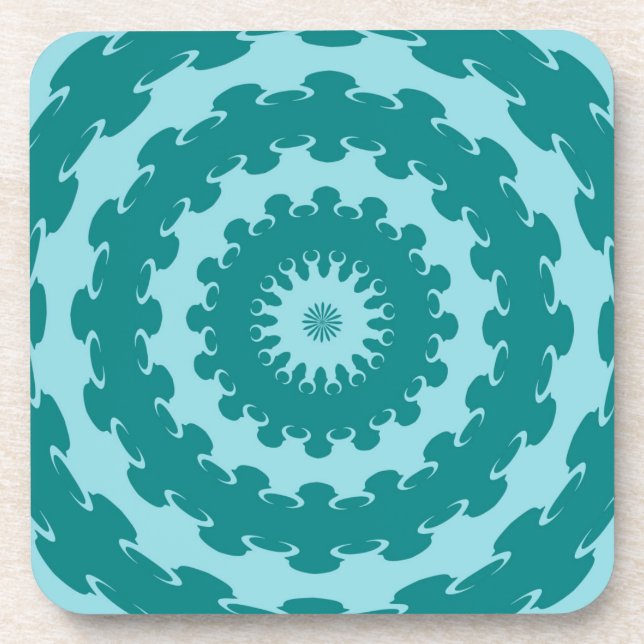 Tanager Turquoise and Teal Blue Crescent Moon Kale Coaster (Front)