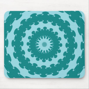 Tanager Turquoise and Teal Blue Crescent Moon Kale Mouse Pad