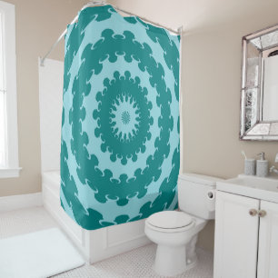 Tanager Turquoise and Teal Blue Crescent Moon Kale Shower Curtain