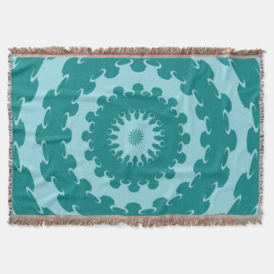 Tanager Turquoise and Teal Blue Crescent Moon Kale Throw Blanket