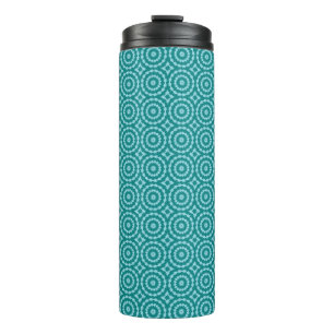 Tanager Turquoise and Teal Blue Duo Tone Repeat Pa Thermal Tumbler