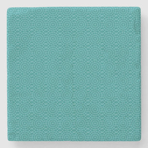 Tanager Turquoise and Teal Blue Repeat Pattern Stone Coaster