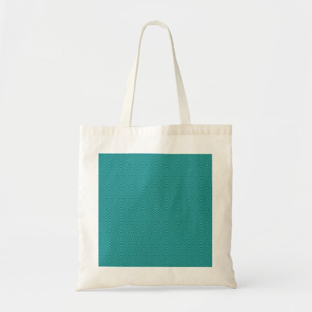 Tanager Turquoise and Teal Blue Repeat Pattern Tote Bag (Front)