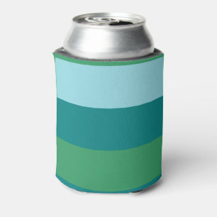 Tanager Turquoise, Teal Blue and Kelly Green Horiz Can Cooler
