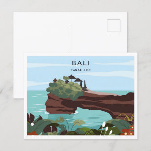 Tanah Lot Bali Indonesia travel place illustration Postcard