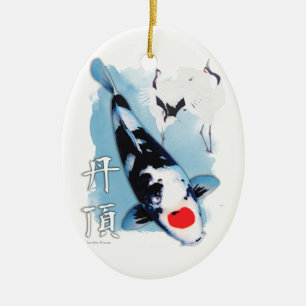 Tancho koi ceramic ornament