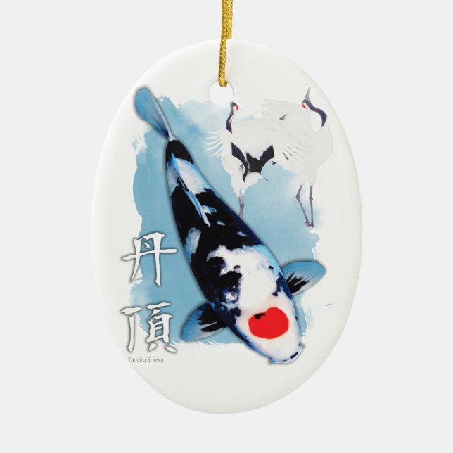 Tancho koi ceramic ornament (Front)