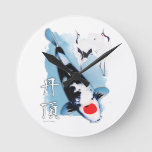 Tancho koi round clock