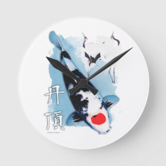 Tancho koi round clock