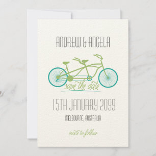 Tandem Bicycle / Bike Modern Wedding Save the Date