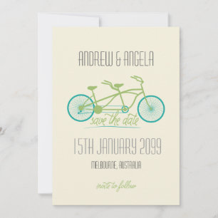 Tandem Bicycle / Bike Modern Wedding Save the Date
