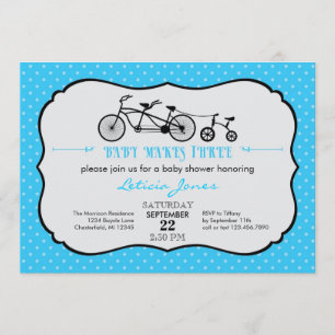 Tandem Bicycle Boy Baby Shower Invitation
