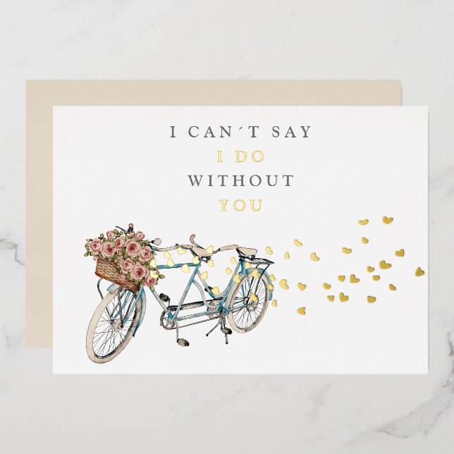 tandem bicycle bridesmaid proposal gold (Front/Back)