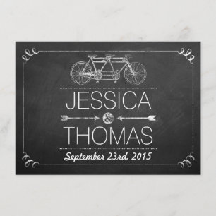 Tandem Bicycle Chalkboard Typography Wedding Enclosure Card