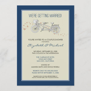 Tandem Bicycle Couple's Bridal Shower Invitation
