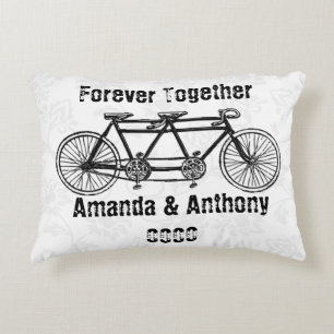 Tandem bicycle,forever together,LOVE and COUPLE Decorative Cushion