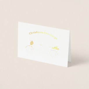 Tandem Bicycle gold foil Christmas Card