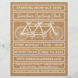 Tandem Bicycle, Kraft Cycling Club Advertising  Flyer