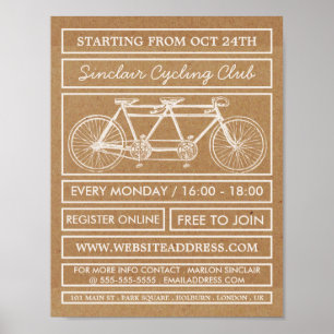 Tandem Bicycle, Kraft Cycling Club Advertising Poster