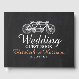 Tandem Bicycle On Chalkboard Wedding Guest Book