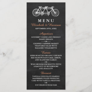 Tandem Bicycle On Chalkboard Wedding Menu