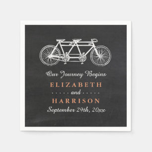 Tandem Bicycle On Chalkboard Wedding Napkin