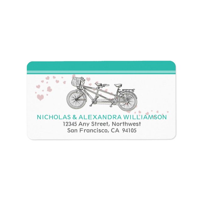 Tandem Bicycle Return Address Labels (aqua) (Front)