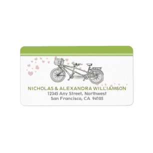 Tandem Bicycle Return Address Labels (lime)
