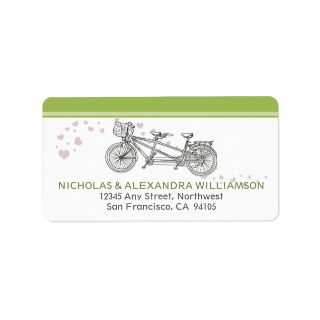 Tandem Bicycle Return Address Labels (lime) (Front)