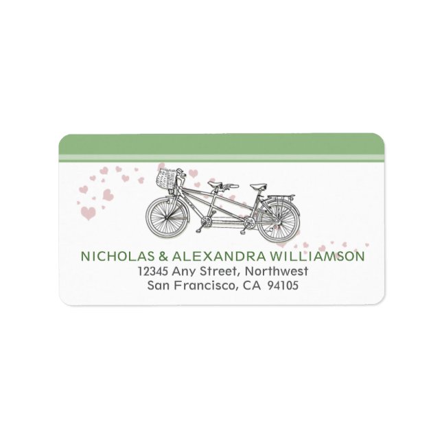 Tandem Bicycle Return Address Labels (mint) (Front)