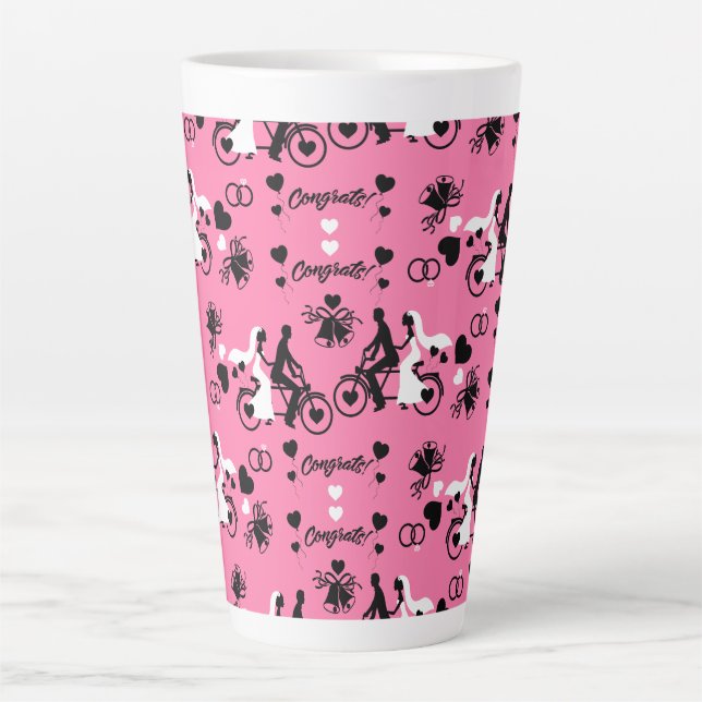 Tandem Bicycle Romantic Wedding And Engagement Latte Mug (Front)