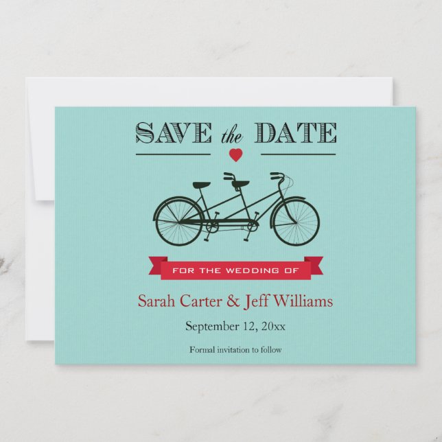 Tandem Bicycle Save the Date Cards (Front)