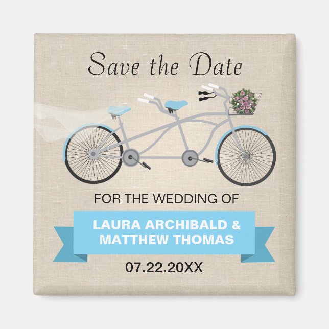 Tandem Bicycle Save the Date Magnet (Front)