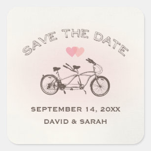Tandem Bicycle Save The Date Sticker